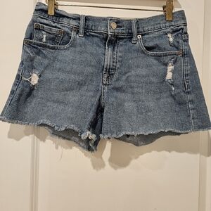 GAP Blue Distressed Jean Shorts, Size 6, Blue